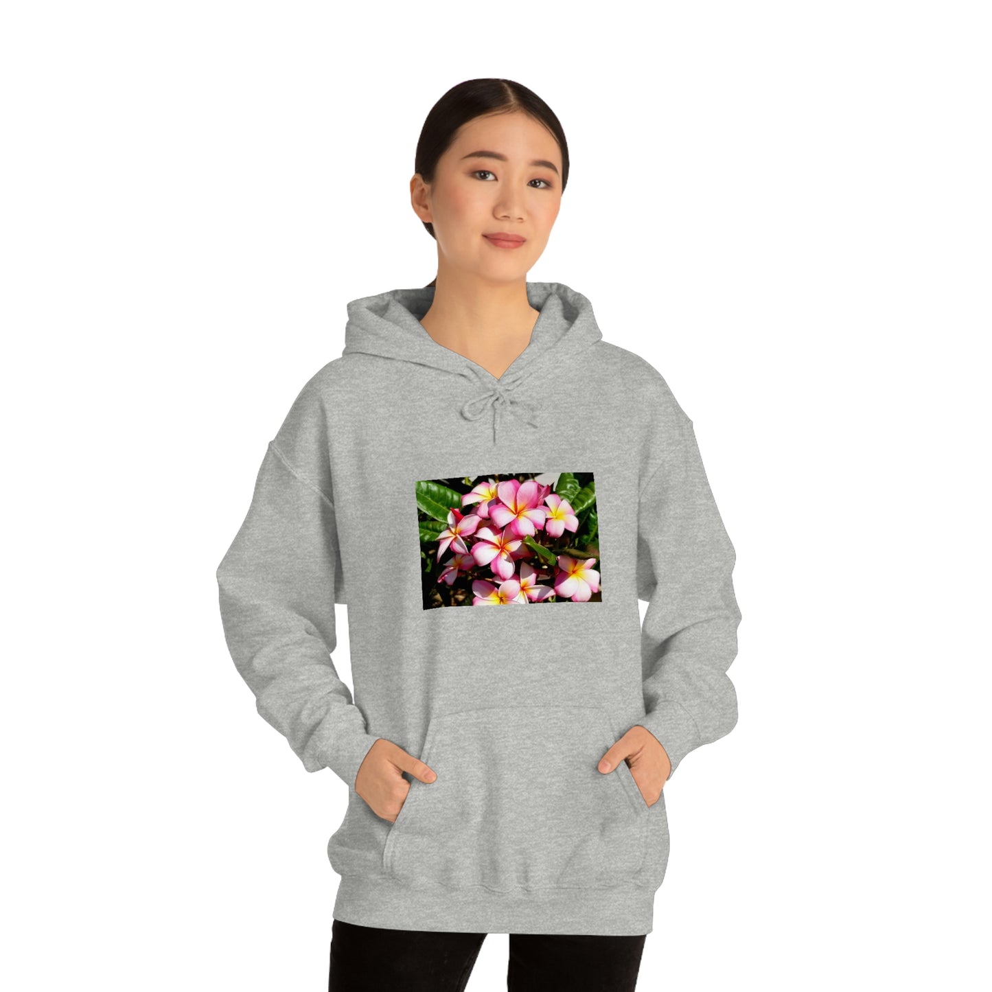 Islander Striped Plumeria Unisex Heavy Blend™ Hooded Sweatshirt