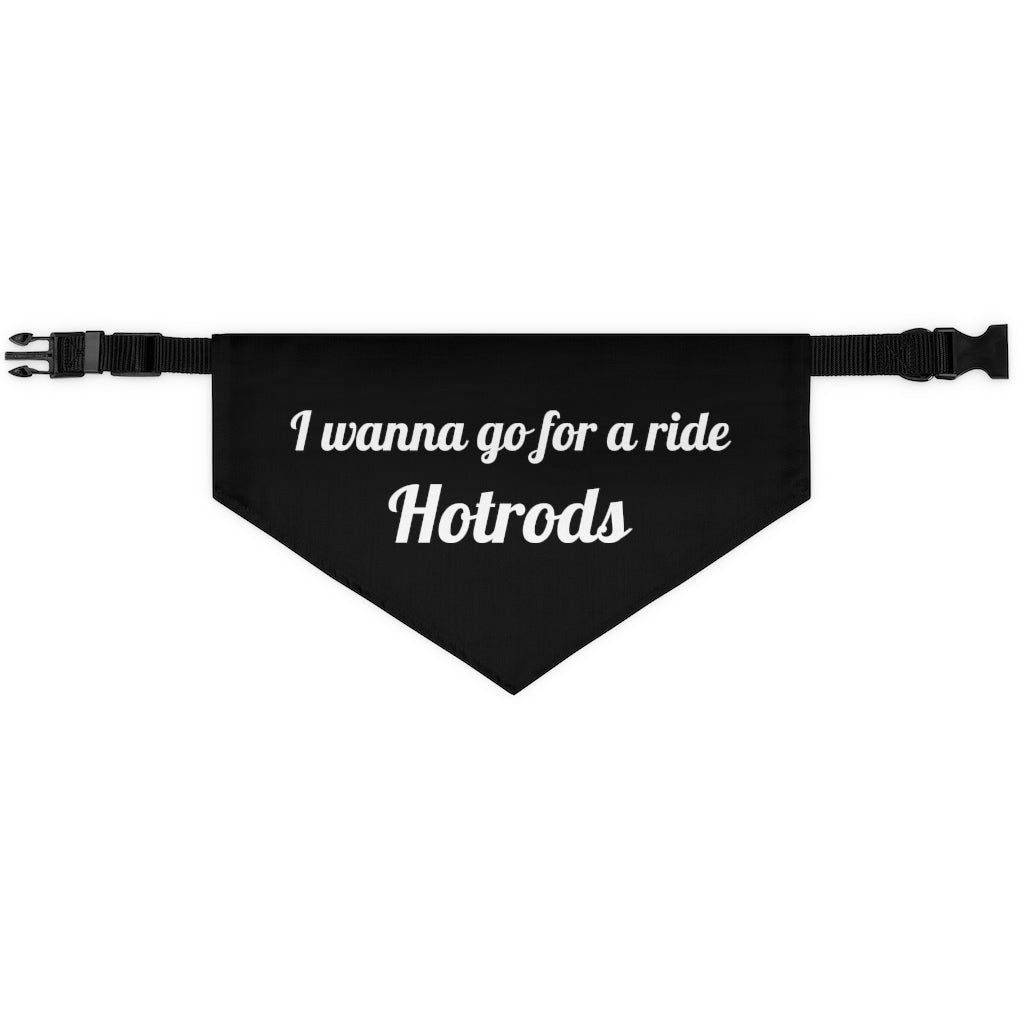 Hotrods "I wanna go for a ride" Pet Bandana Collar - White print