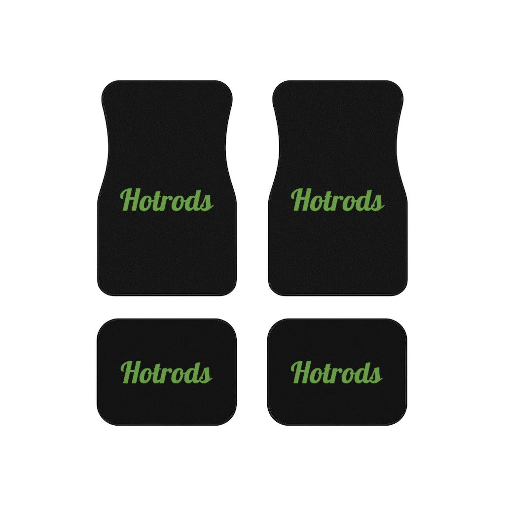 Hotrods Car Mats (Set of 4) - Black w/Green print