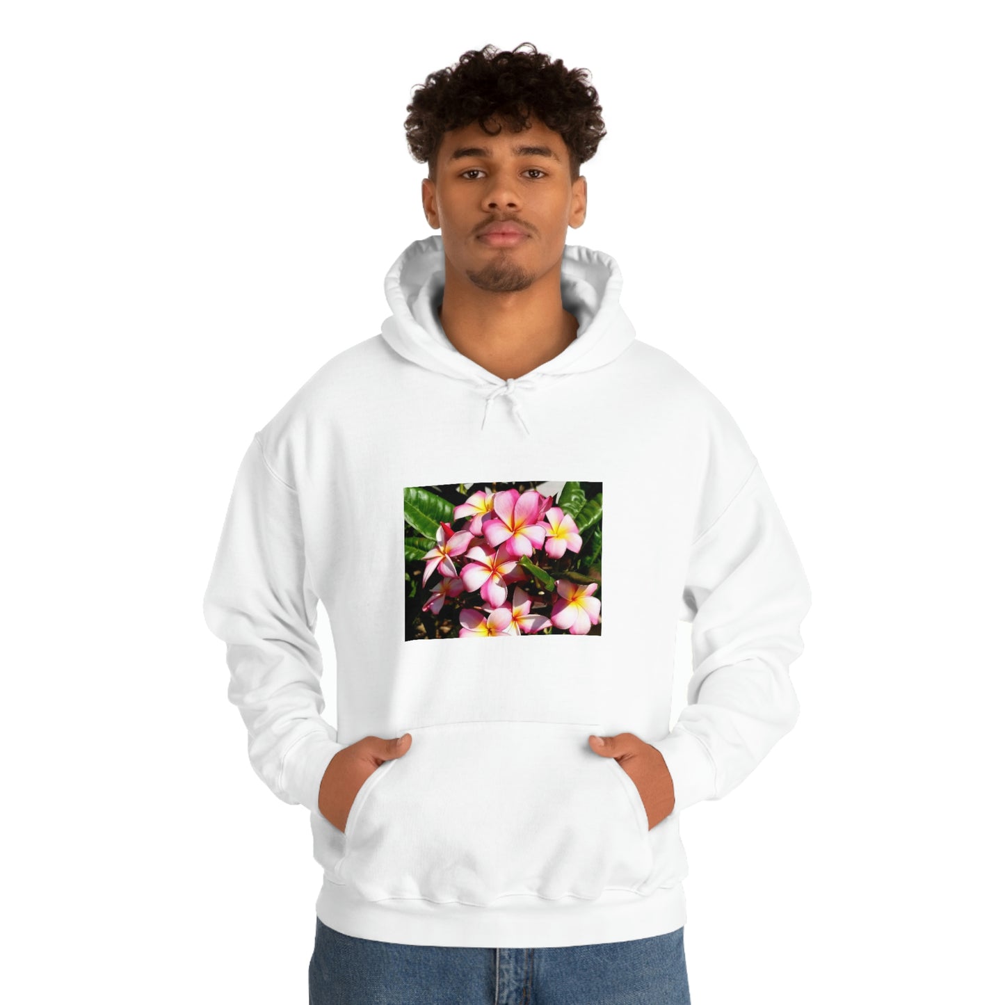 Islander Striped Plumeria Unisex Heavy Blend™ Hooded Sweatshirt