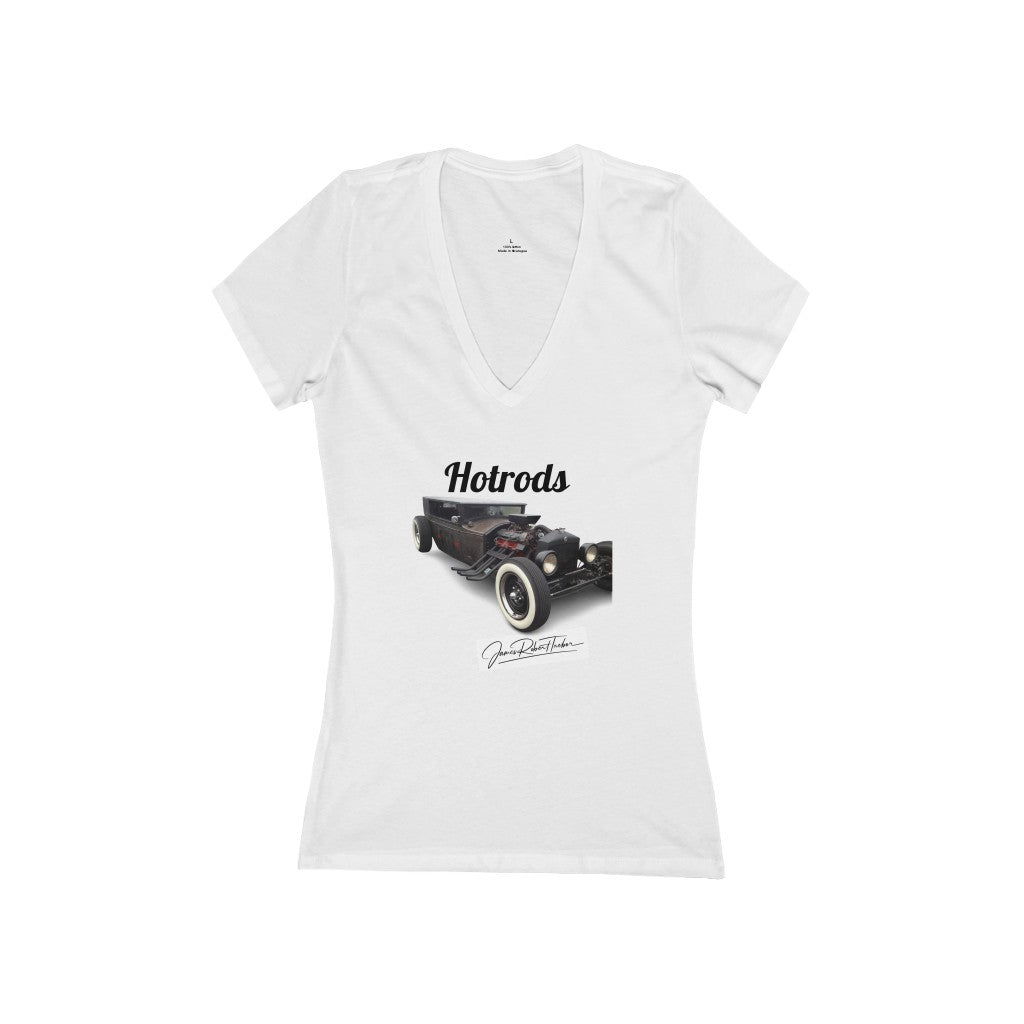 Hotrods Signature "Rat Rod" Women's Jersey Short Sleeve Deep V-Neck Tee