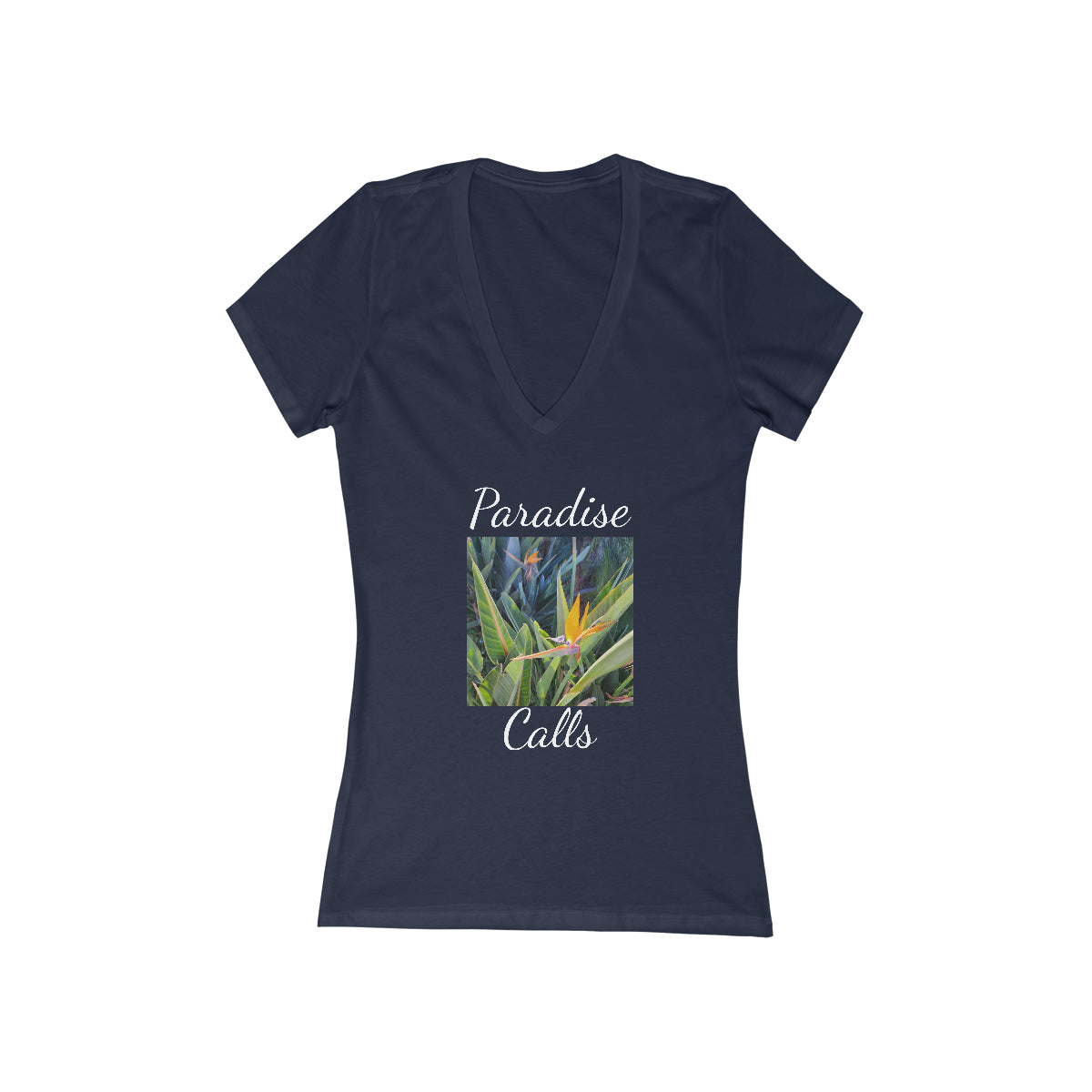 Islander Bird of Paradise Women's Jersey Short Sleeve Deep V-Neck Tee