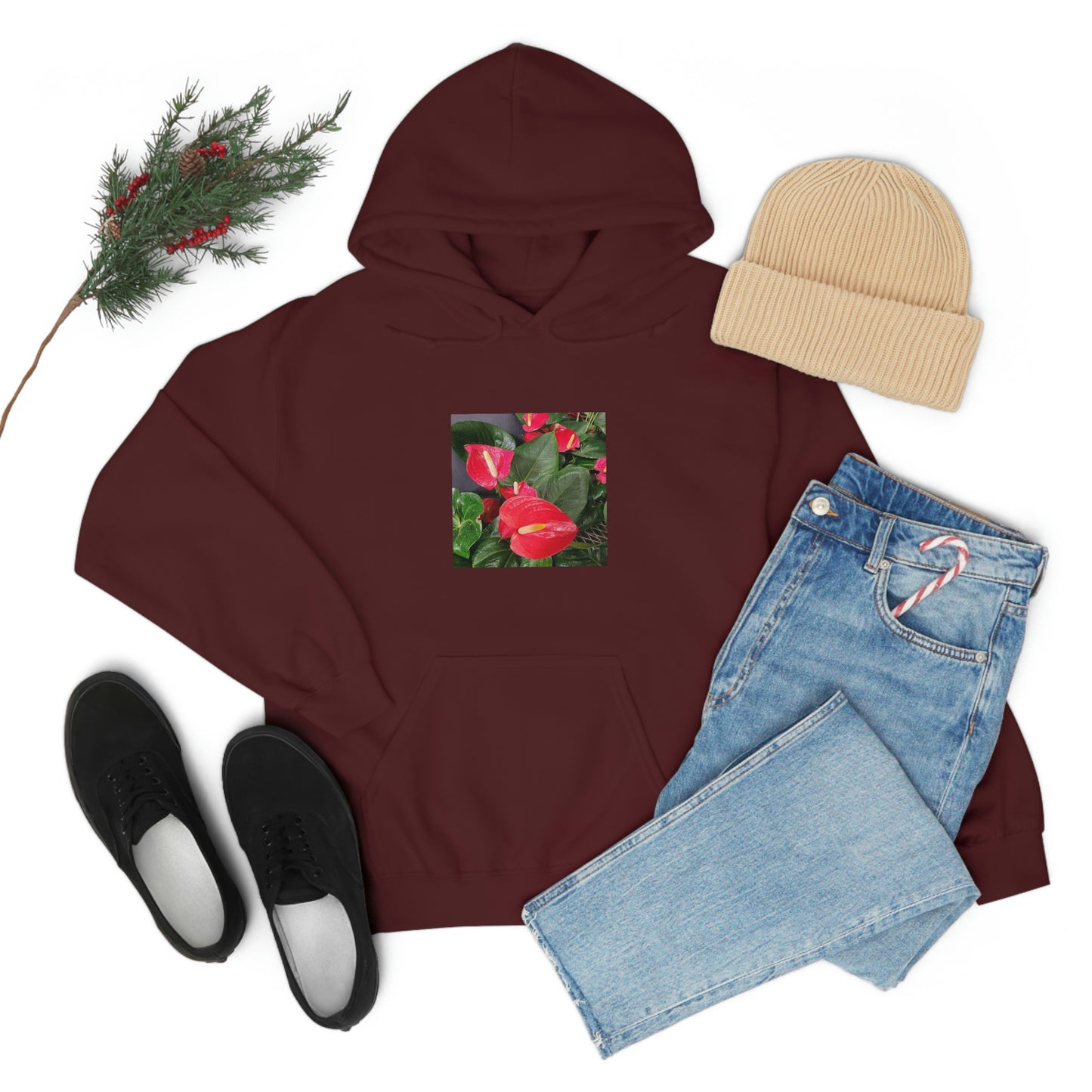 Island Style Anthurium Unisex Heavy Blend™ Hooded Sweatshirt