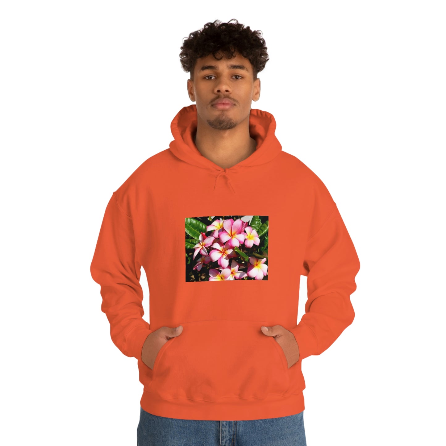 Islander Striped Plumeria Unisex Heavy Blend™ Hooded Sweatshirt