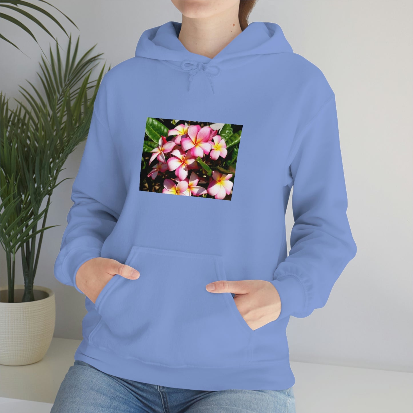 Islander Striped Plumeria Unisex Heavy Blend™ Hooded Sweatshirt