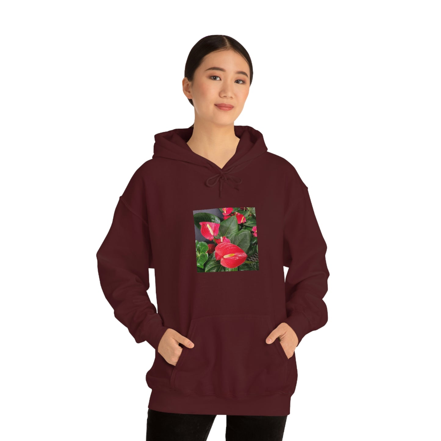 Island Style Anthurium Unisex Heavy Blend™ Hooded Sweatshirt