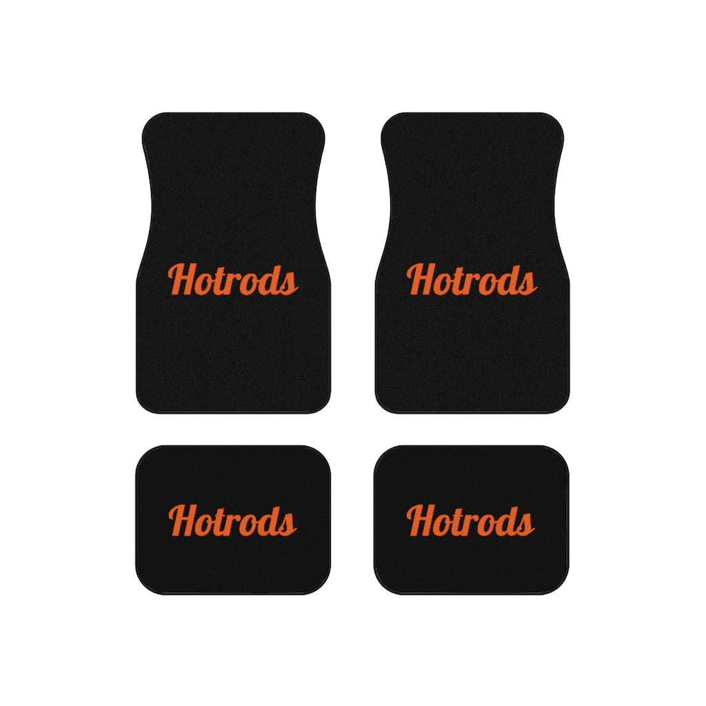 Hotrods Car Mats (Set of 4) - Black w/Orange print