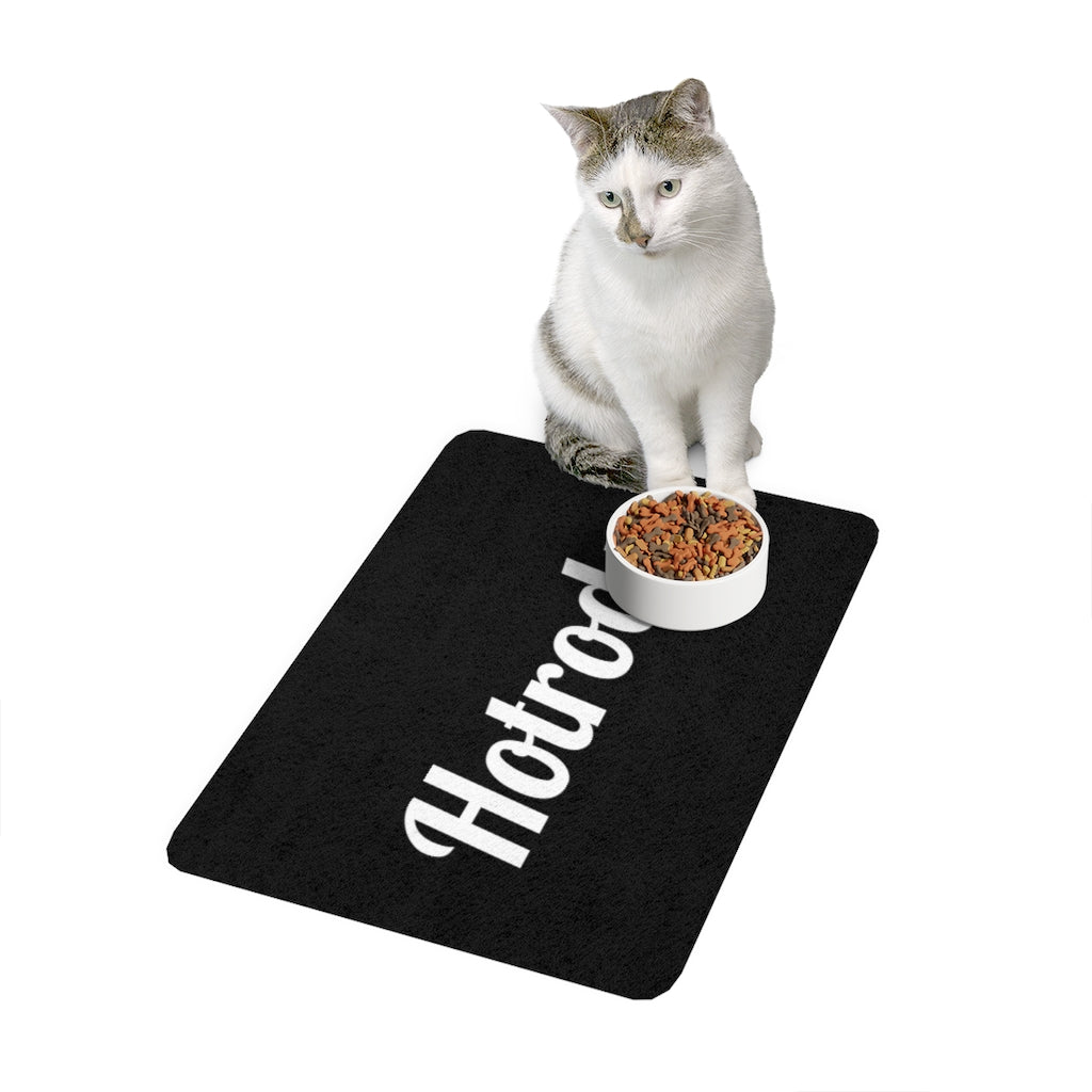 Hotrods Pet Food Mat (12x18) White print