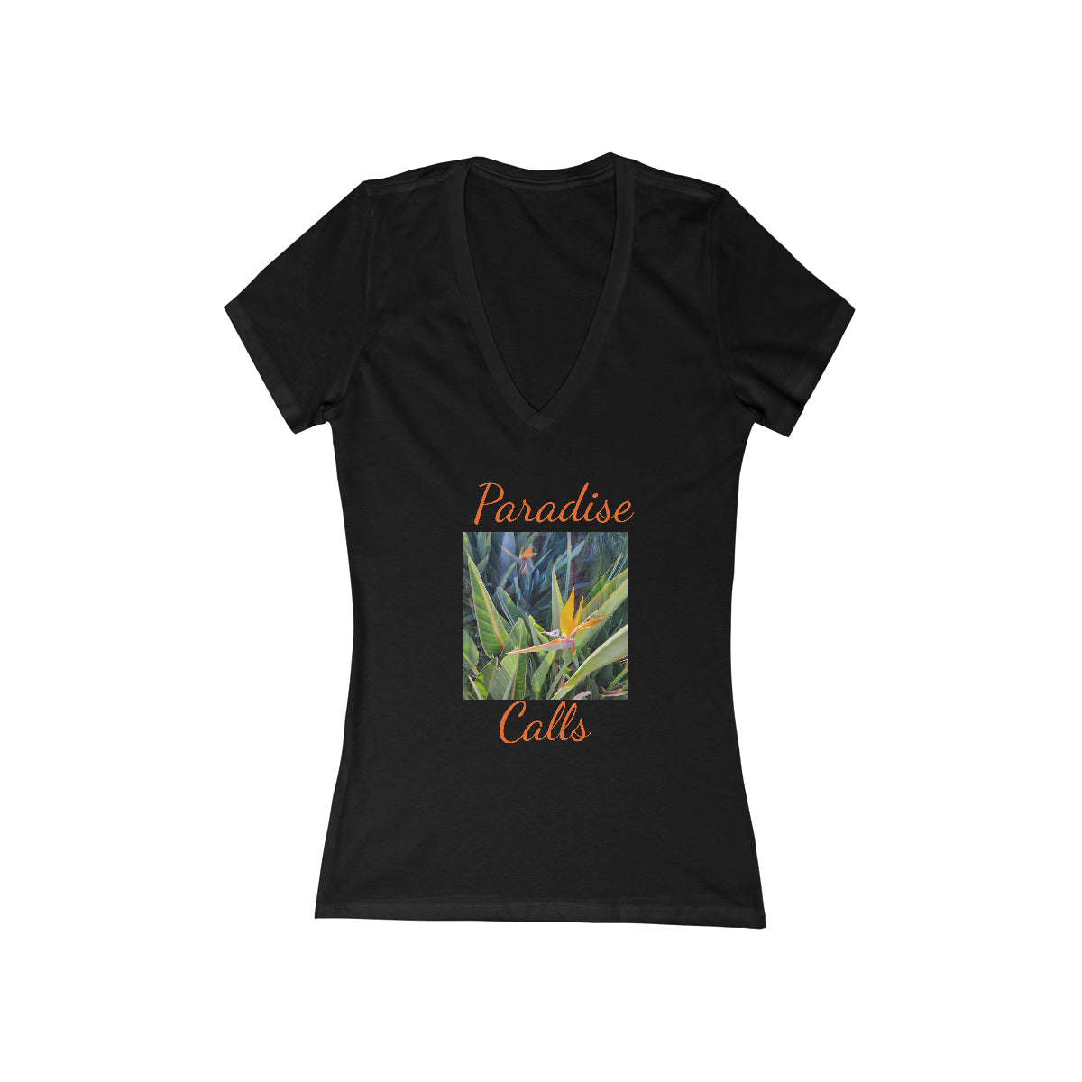 Islander Bird of Paradise Women's Jersey Short Sleeve Deep V-Neck Tee