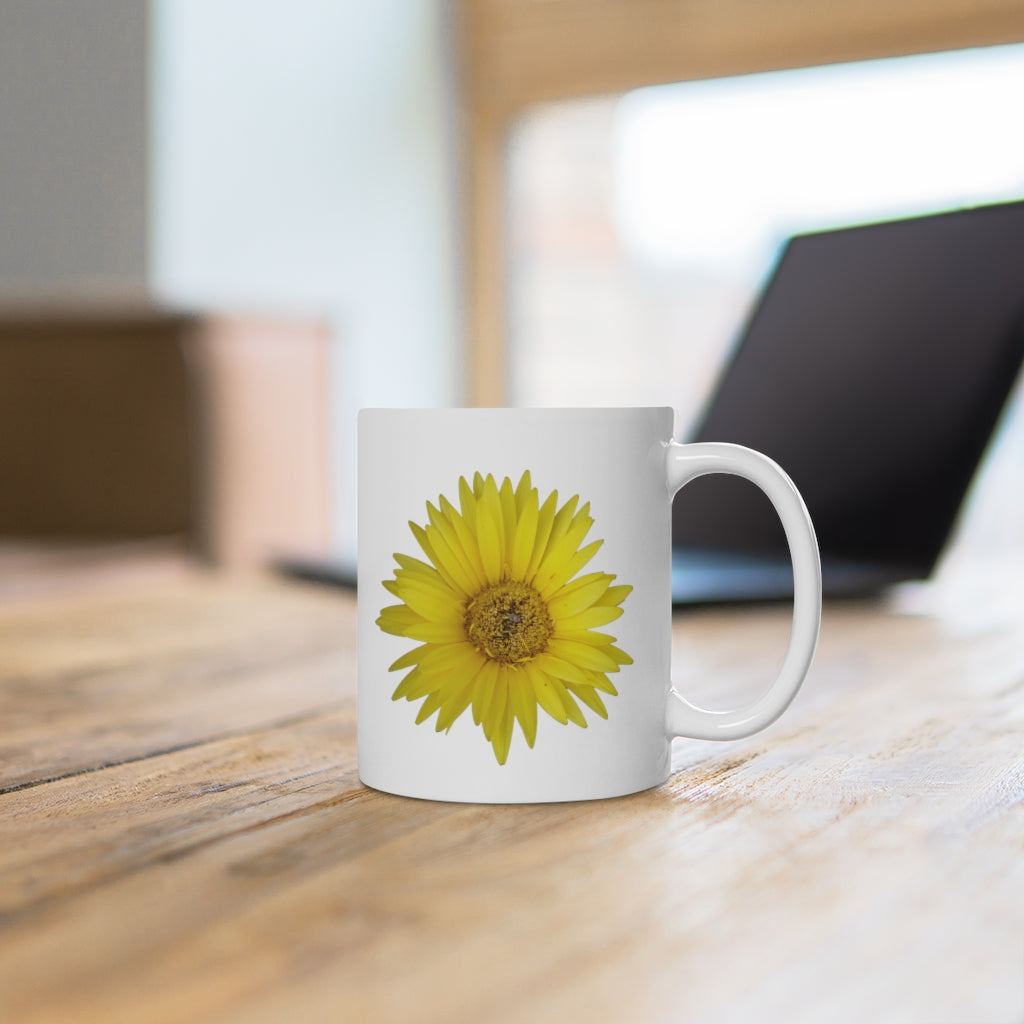 Designer Ceramic Mug, "Yellow Daisy Mum" 11oz and 15oz