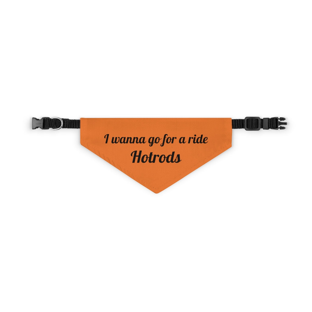 Hotrods "I wanna go for a ride" Pet Bandana Collar - Black print