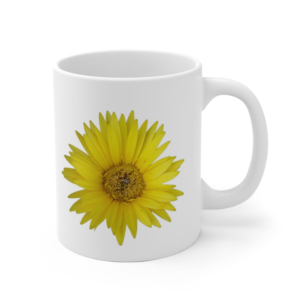 Designer Ceramic Mug, "Yellow Daisy Mum" 11oz and 15oz