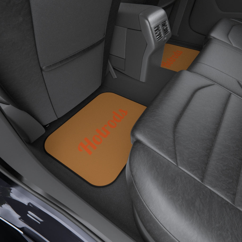 Hotrods Car Mats (Set of 4) - Lt Brown w/Orange print