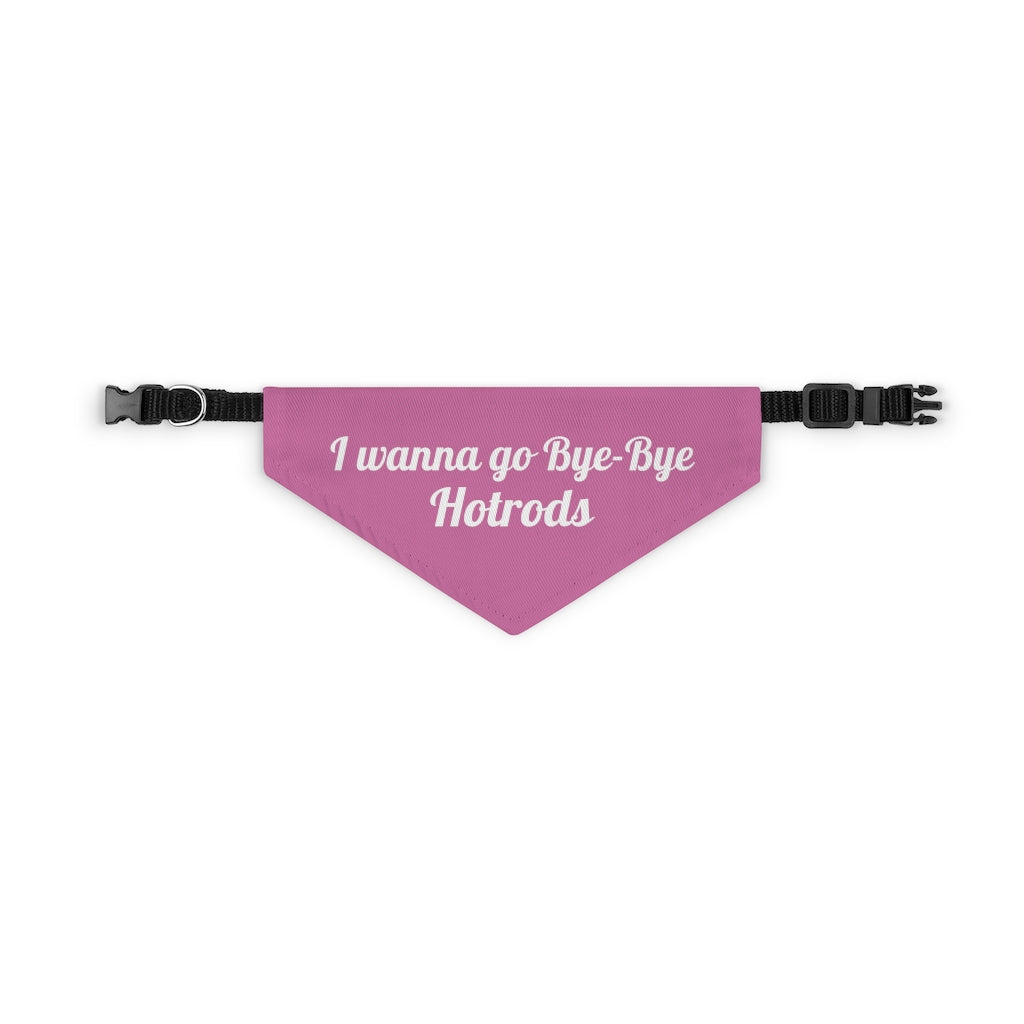 Hotrods "I wanna go Bye-Bye" Pet Bandana Collar - White print