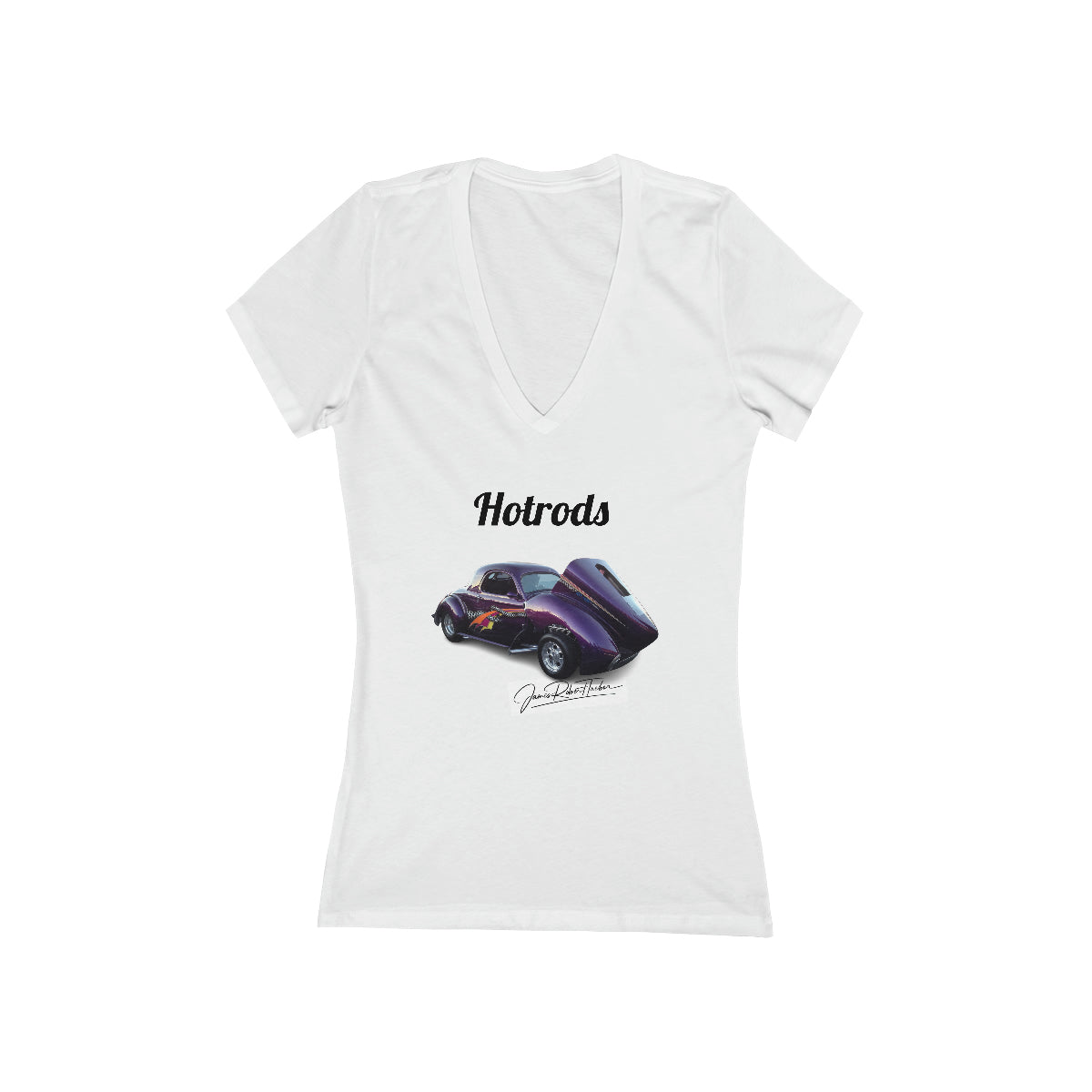 Hotrods Signature Women's Jersey Short Sleeve Deep V-Neck Tee