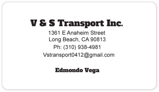 V & S Transport Business Cards