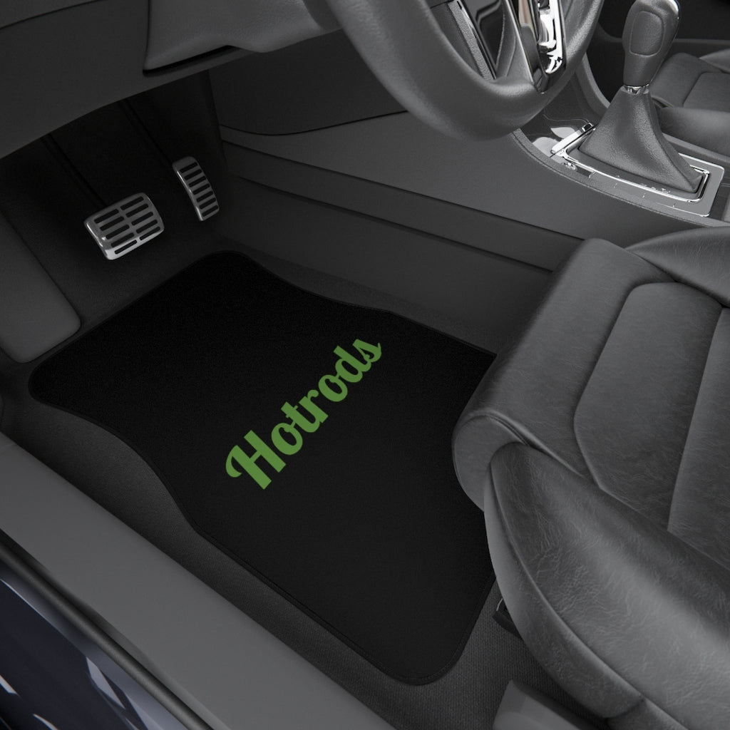 Hotrods Car Mats (Set of 4) - Black w/Green print