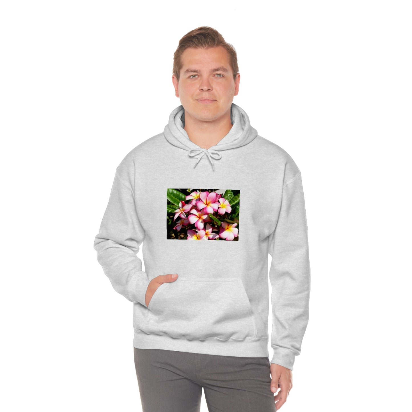 Islander Striped Plumeria Unisex Heavy Blend™ Hooded Sweatshirt