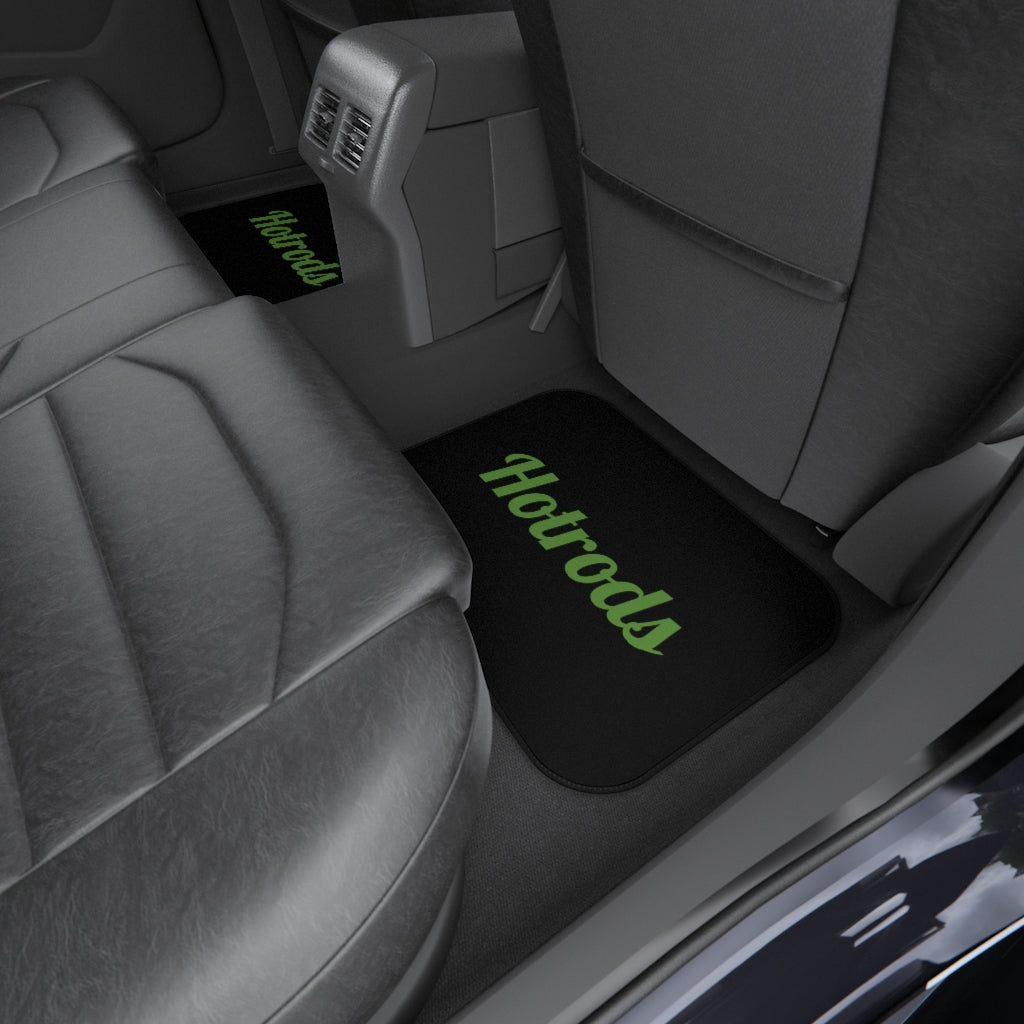 Hotrods Car Mats (Set of 4) - Black w/Green print