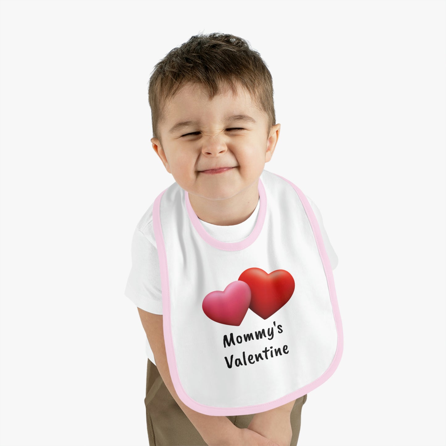 Valentine's "Mommy's Valentine" Baby Contrast Trim Jersey Bib