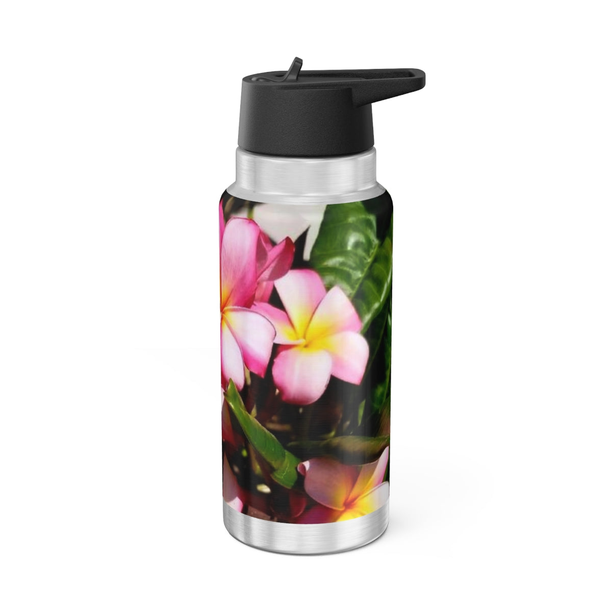 Islander Style Pink striped Plumeria Gator Tumbler, 32oz