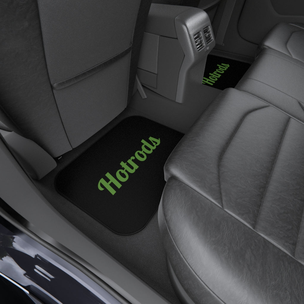 Hotrods Car Mats (Set of 4) - Black w/Green print