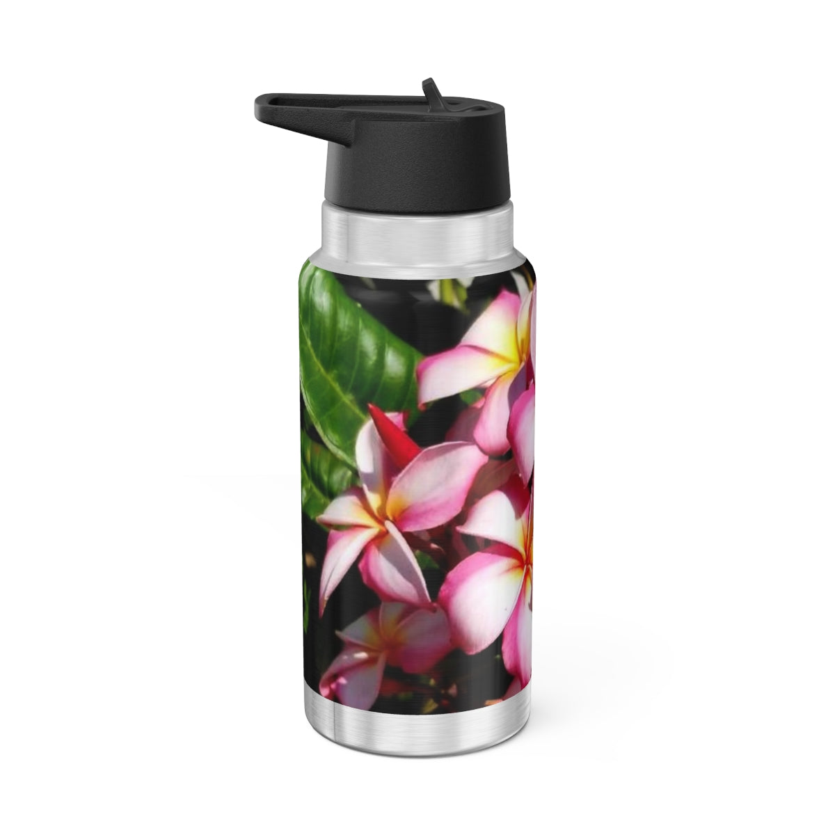 Islander Style Pink striped Plumeria Gator Tumbler, 32oz