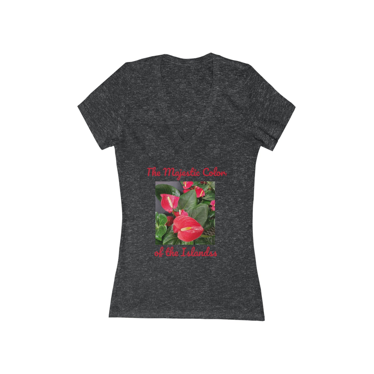 Islander Anthurium Women's Jersey Short Sleeve Deep V-Neck Tee