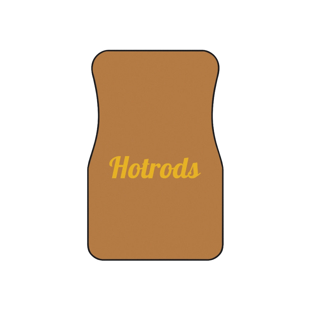 Hotrods Car Mats (Set of 4) - Lt Brown w/Yellow print