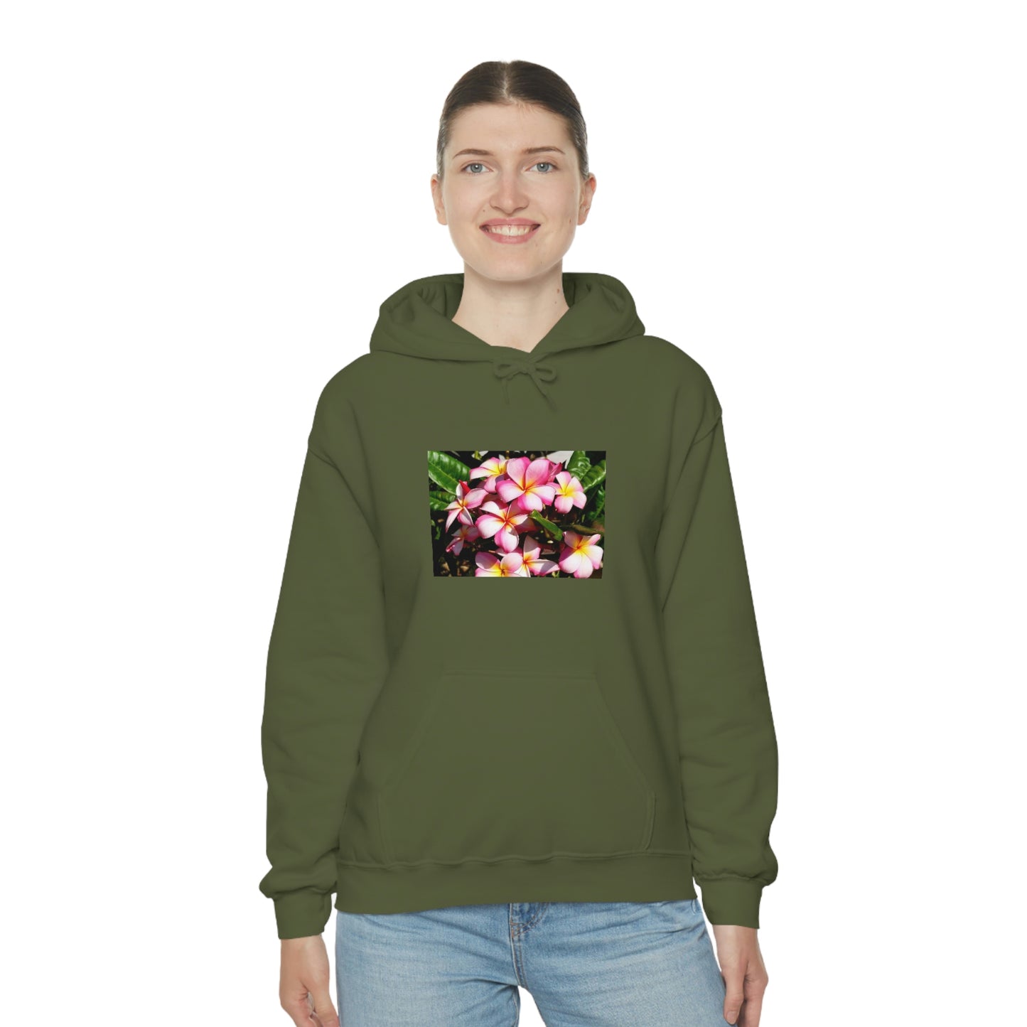 Islander Striped Plumeria Unisex Heavy Blend™ Hooded Sweatshirt