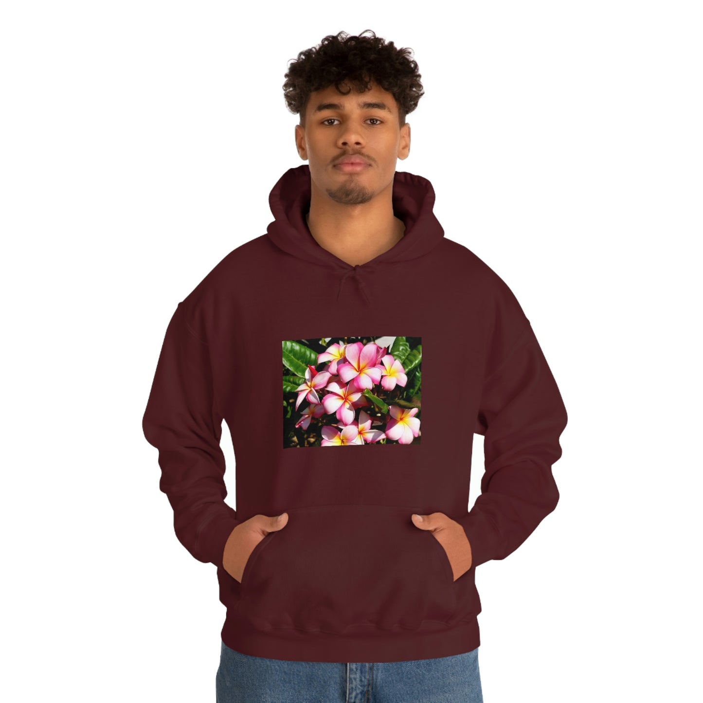 Islander Striped Plumeria Unisex Heavy Blend™ Hooded Sweatshirt