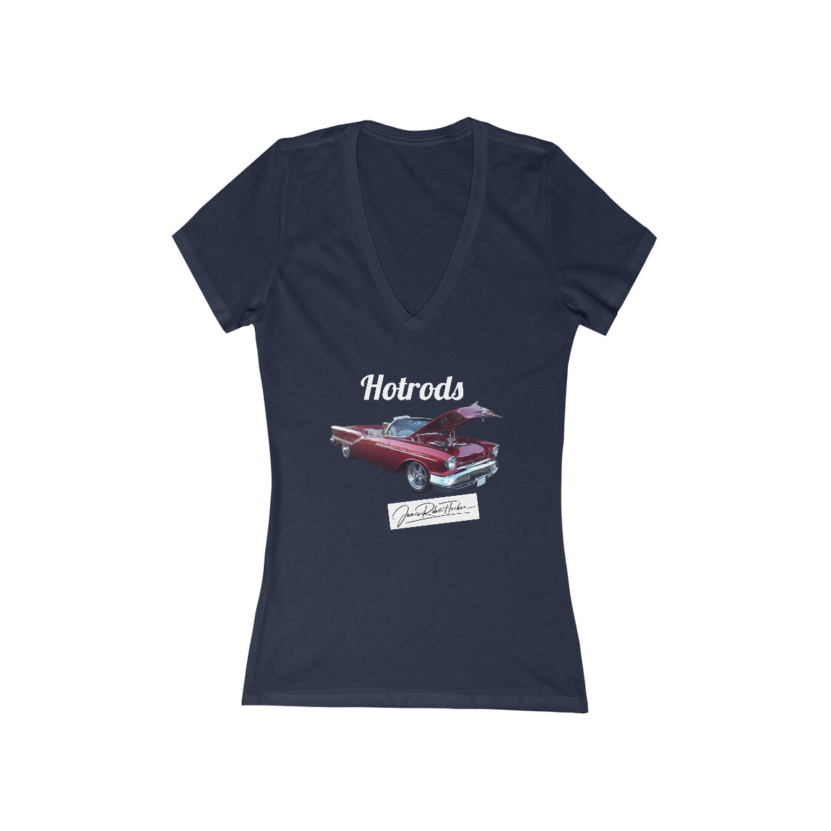 Hotrods Signature Women's Jersey Short Sleeve Deep V-Neck Tee