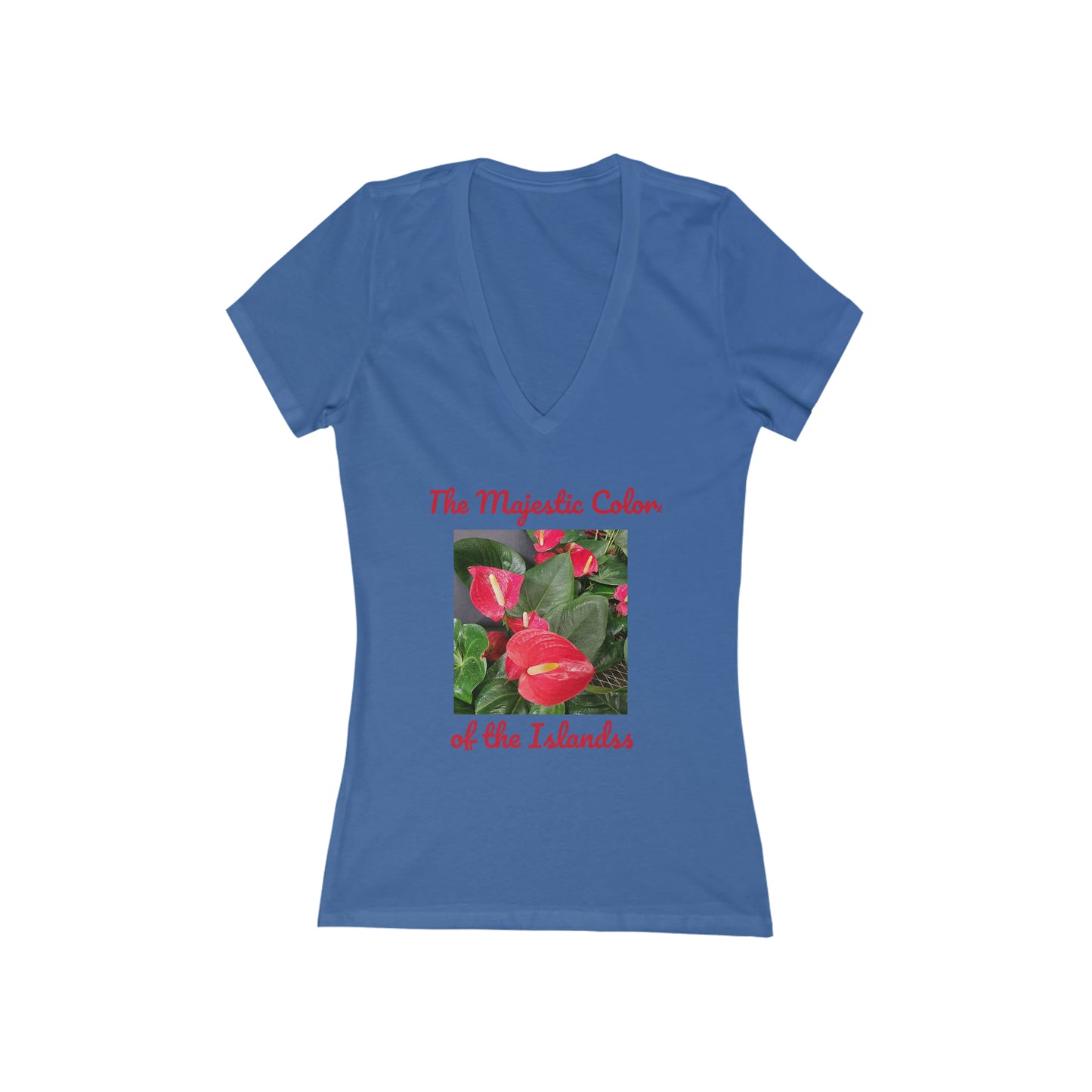 Islander Anthurium Women's Jersey Short Sleeve Deep V-Neck Tee