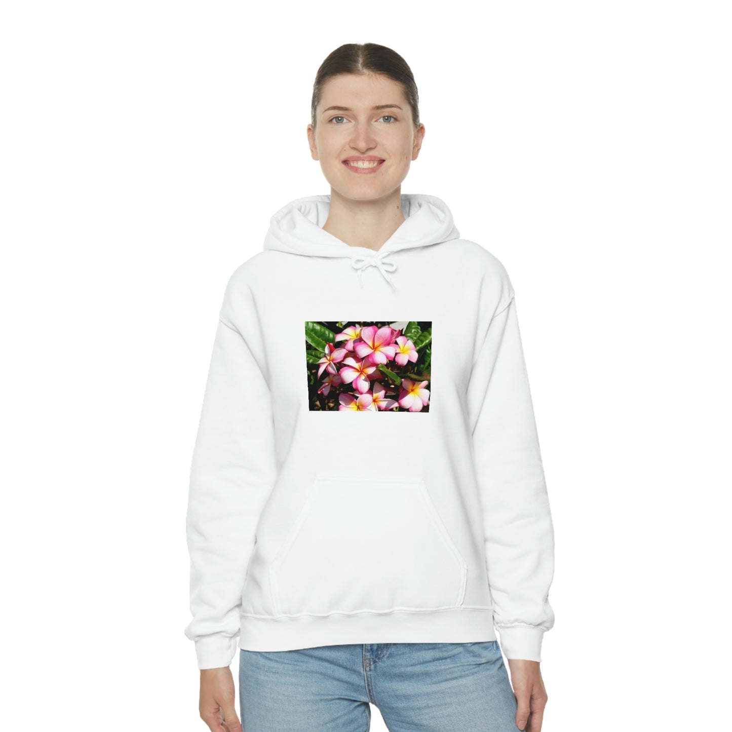 Islander Striped Plumeria Unisex Heavy Blend™ Hooded Sweatshirt