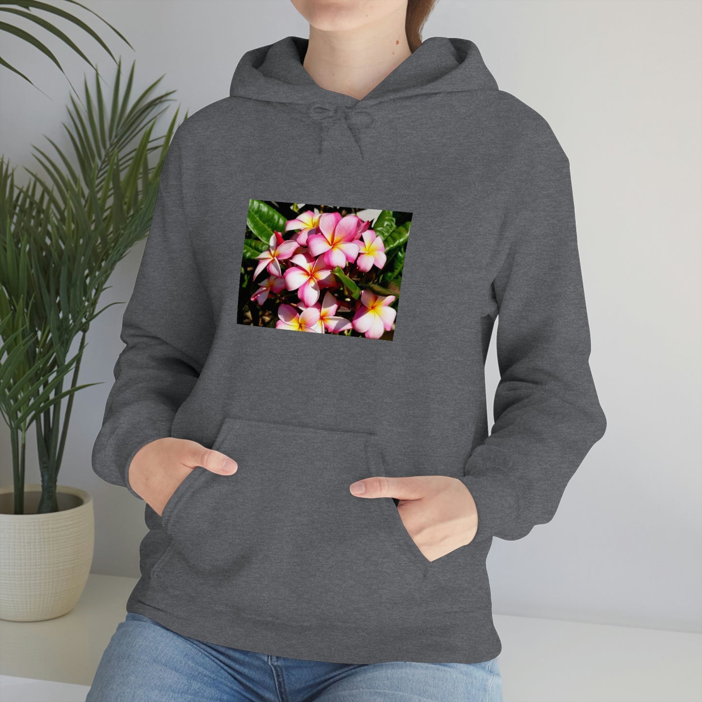 Islander Striped Plumeria Unisex Heavy Blend™ Hooded Sweatshirt