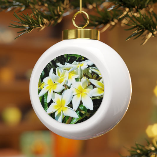 Island Style Plumeria Christmas Ball Ornament