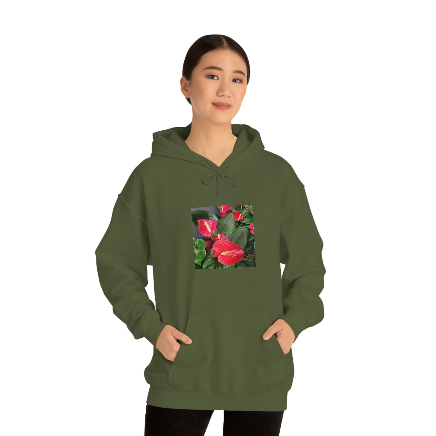 Island Style Anthurium Unisex Heavy Blend™ Hooded Sweatshirt