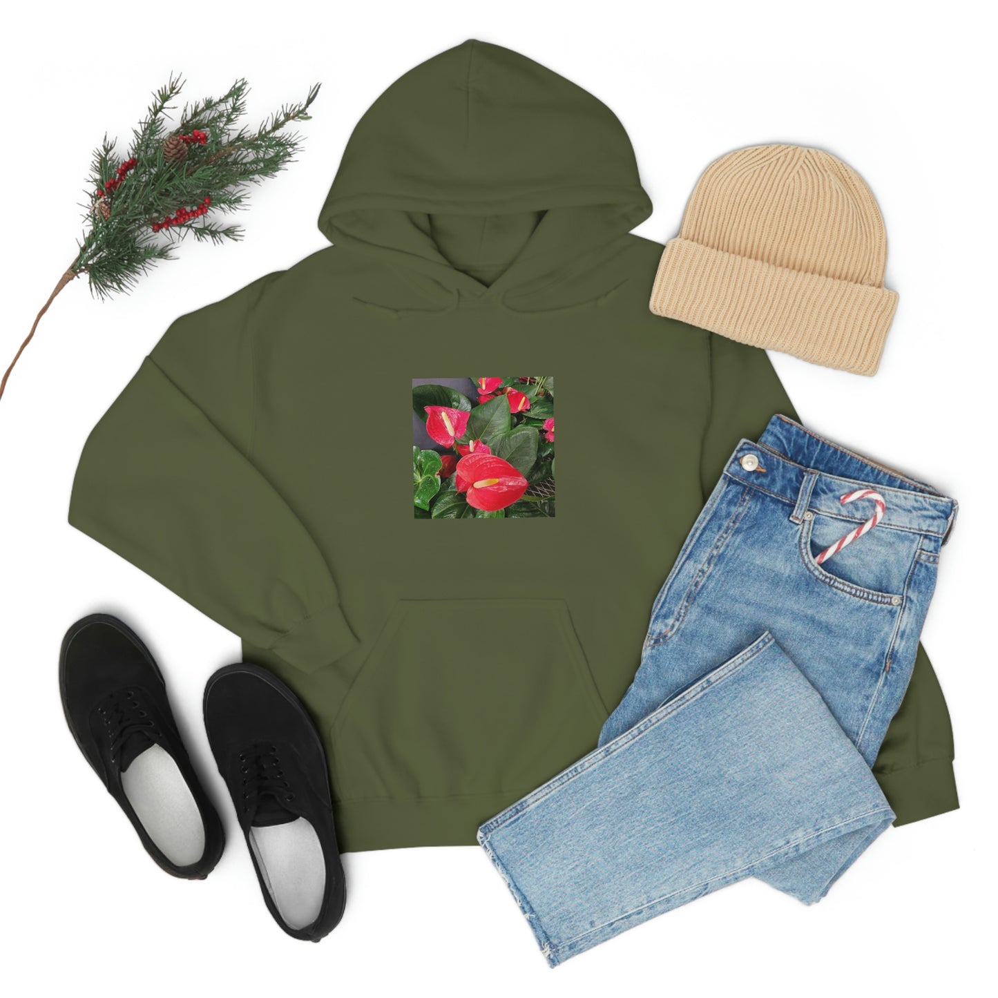 Island Style Anthurium Unisex Heavy Blend™ Hooded Sweatshirt